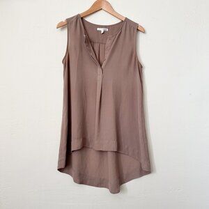 Sleeveless High-Low Hem Blouse Dark Rosy Beige Size S